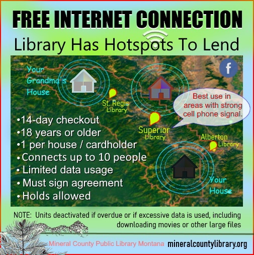 Free Internet Connection via your Mineral County MT Library 