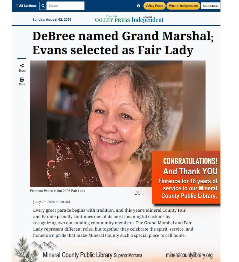 Read article in newspaper about Librarian Evans (opens in new window)